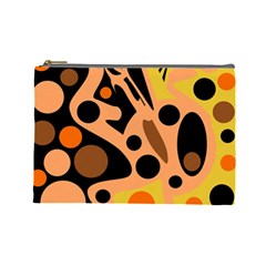 Orange Abstract Decor Cosmetic Bag (large)  by Valentinaart