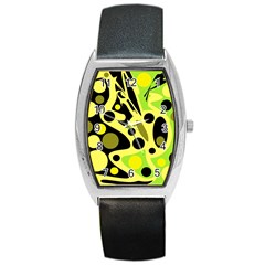 Green Abstract Art Barrel Style Metal Watch by Valentinaart