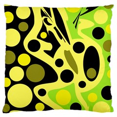 Green Abstract Art Large Cushion Case (two Sides) by Valentinaart