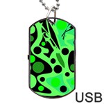 Green abstract decor Dog Tag USB Flash (One Side) Front