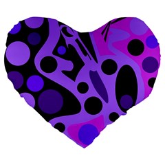 Purple Abstract Decor Large 19  Premium Heart Shape Cushions by Valentinaart