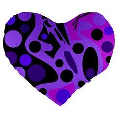 Purple Abstract Decor Large 19  Premium Flano Heart Shape Cushions by Valentinaart