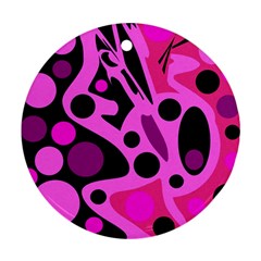 Pink Abstract Decor Ornament (round)  by Valentinaart