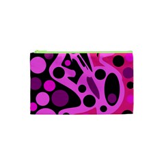 Pink Abstract Decor Cosmetic Bag (xs) by Valentinaart