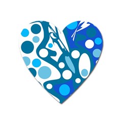 Blue And White Decor Heart Magnet by Valentinaart