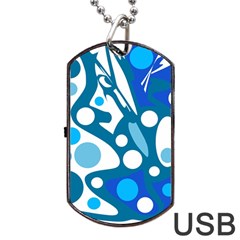 Blue And White Decor Dog Tag Usb Flash (one Side)