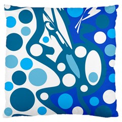 Blue And White Decor Large Flano Cushion Case (two Sides) by Valentinaart