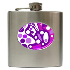 Purple And White Decor Hip Flask (6 Oz)