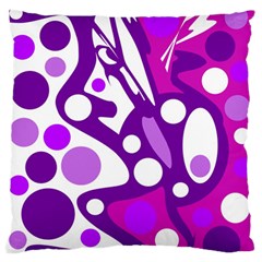 Purple And White Decor Large Flano Cushion Case (one Side)