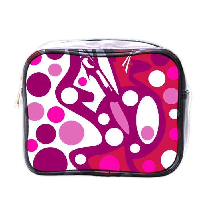 Magenta and white decor Mini Toiletries Bags