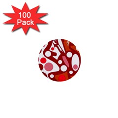 Red And White Decor 1  Mini Buttons (100 Pack)  by Valentinaart