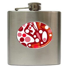 Red And White Decor Hip Flask (6 Oz)