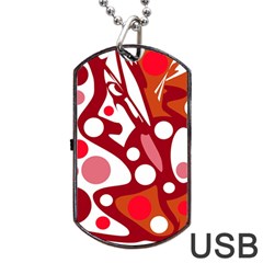 Red And White Decor Dog Tag Usb Flash (one Side)