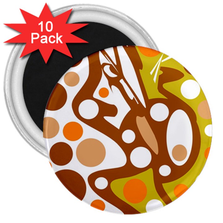 Orange and white decor 3  Magnets (10 pack) 