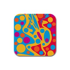 Colorful Decor Rubber Square Coaster (4 Pack)  by Valentinaart