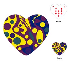 Deep Blue And Yellow Decor Playing Cards (heart)  by Valentinaart