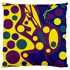 Deep Blue And Yellow Decor Standard Flano Cushion Case (one Side) by Valentinaart