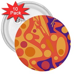 Orange And Blue Decor 3  Buttons (10 Pack)  by Valentinaart