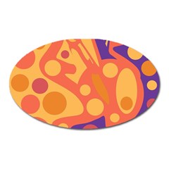 Orange And Blue Decor Oval Magnet by Valentinaart