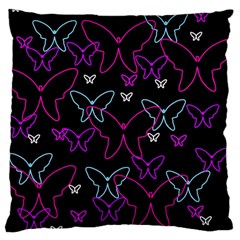 Purple Butterflies Pattern Large Flano Cushion Case (two Sides) by Valentinaart