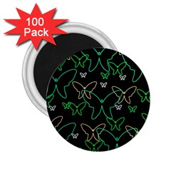 Green Butterflies 2 25  Magnets (100 Pack)  by Valentinaart