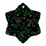 Green butterflies Snowflake Ornament (2-Side) Back