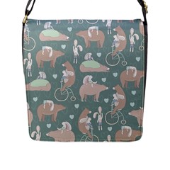 Bear Ruding Unicycle Unique Pop Art All Over Print Flap Messenger Bag (l)  by CraftyLittleNodes