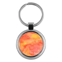 Watercolor Yellow Fall Autumn Real Paint Texture Artists Key Chains (round)  by CraftyLittleNodes