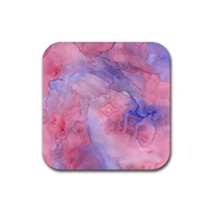 Galaxy Cotton Candy Pink And Blue Watercolor  Rubber Coaster (square)  by CraftyLittleNodes