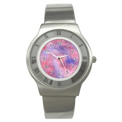 Galaxy Cotton Candy Pink And Blue Watercolor  Stainless Steel Watch