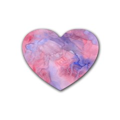 Galaxy Cotton Candy Pink And Blue Watercolor  Rubber Coaster (heart)  by CraftyLittleNodes