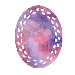 Galaxy Cotton Candy Pink And Blue Watercolor  Ornament (oval Filigree)  by CraftyLittleNodes
