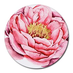 Large Flower Floral Pink Girly Graphic Round Mousepads by CraftyLittleNodes