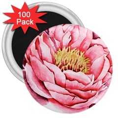 Large Flower Floral Pink Girly Graphic 3  Magnets (100 Pack) by CraftyLittleNodes