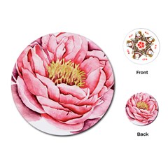 Large Flower Floral Pink Girly Graphic Playing Cards (round) 