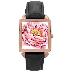 Large Flower Floral Pink Girly Graphic Rose Gold Leather Watch  by CraftyLittleNodes