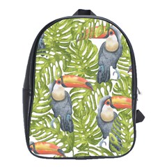 Tropical Print Leaves Birds Toucans Toucan Large Print School Bags(large)  by CraftyLittleNodes