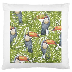 Tropical Print Leaves Birds Toucans Toucan Large Print Standard Flano Cushion Case (one Side) by CraftyLittleNodes