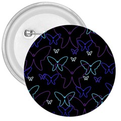 Blue Neon Butterflies 3  Buttons by Valentinaart