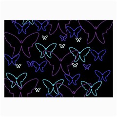 Blue Neon Butterflies Large Glasses Cloth (2-side) by Valentinaart