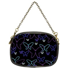 Blue Neon Butterflies Chain Purses (two Sides)  by Valentinaart