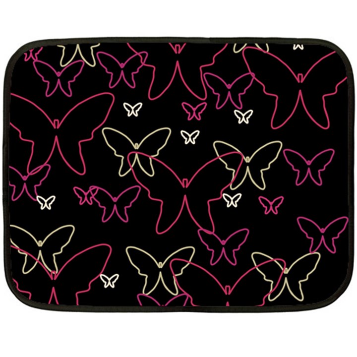 Pink neon butterflies Double Sided Fleece Blanket (Mini) 