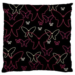 Pink neon butterflies Large Cushion Case (One Side)