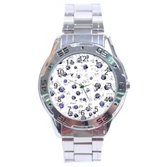 White And Deep Blue Soul Stainless Steel Analogue Watch by Valentinaart