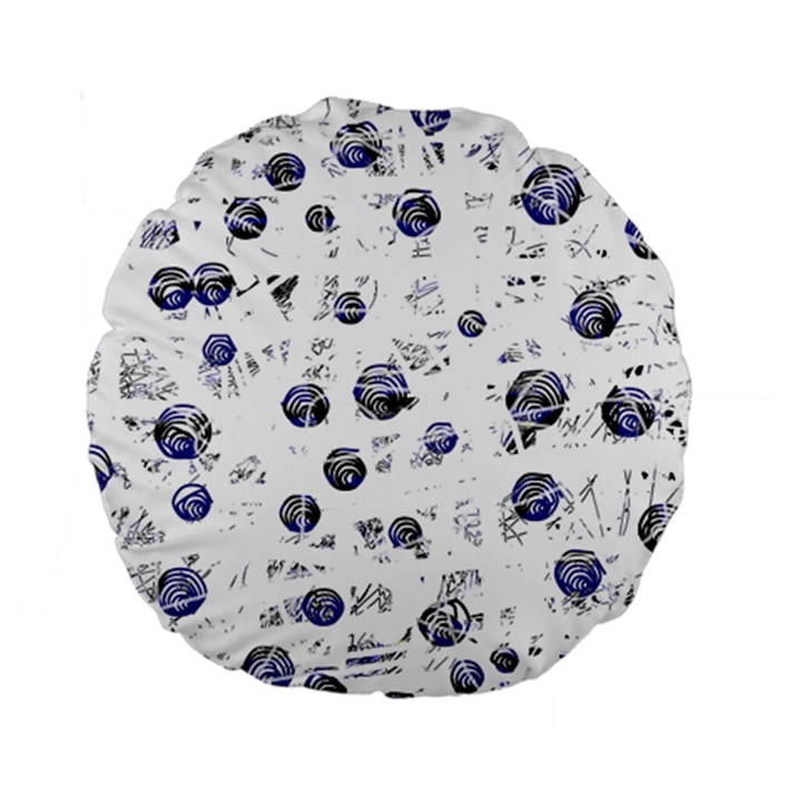 White and deep blue soul Standard 15  Premium Round Cushions