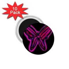 Purple Neon Butterfly 1 75  Magnets (10 Pack)  by Valentinaart