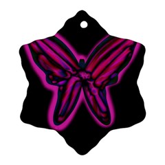 Purple Neon Butterfly Snowflake Ornament (2-side) by Valentinaart