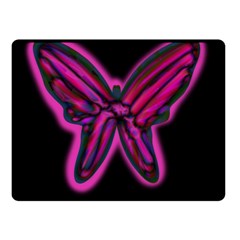 Purple Neon Butterfly Double Sided Fleece Blanket (small)  by Valentinaart