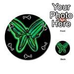 Green neon butterfly Playing Cards 54 (Round)  Front - Club7