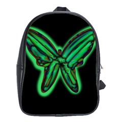 Green Neon Butterfly School Bags(large)  by Valentinaart